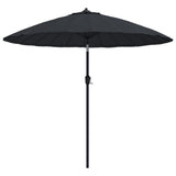 Garden Parasol Black Polyester, Aluminium Medium Retractable 47310