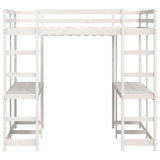 ZNTS Loft Bed with Desk and Ladder White 180x200 cm Super King Solid Wood Pine 3284231