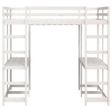 Loft Bed with Desk and Ladder White 140x200 cm Solid Wood Pine 3284237