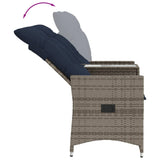 Reclining Garden Sofa 2-Seater with Table Grey Poly Rattan 365714