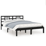 Bed Frame without Mattress Black 140x190 cm Solid Wood 3105389