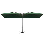 Double Garden Parasol with Steel Pole Green 600x300 cm 312554