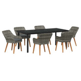 Garden Dining Set with Cushion 7 pcs Grey Poly Rattan 3261689