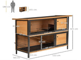 Rabbit Hutch Outdoor Guinea Pig Hutch Bunny Cage Metal Frame with No-Leak Tray Openable Roof Light T3398P347537