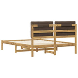 Bed Frame with Upholstered Headboard Whitewash and Taupe 904165