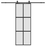 Sliding Door with Hardware Set Black 76x205 cm Tempered Glass 3375960