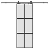 Sliding Door with Hardware Set Black 76x205 cm Tempered Glass 3375960