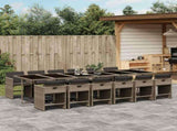 Garden Dining Set Grey PE rattan Large 12-seater Foldable 3211124
