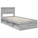 Bed Frame Grey Sonoma 90 x 200 cm Solid Pine Wood 3410650