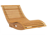 Outdoor Rocking Chair w/ Slatted Seat, Wooden Rocking Chair, 130cm x 60cm x 60cm, Light Brown T3398P555900