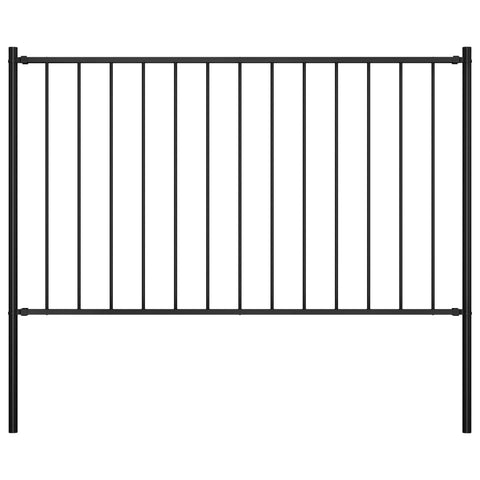 ZNTS Fence Panel with Posts Powder-coated Steel 1.7x0.75 m Black 145209