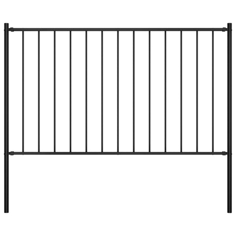 Fence Panel with Posts Powder-coated Steel 1.7x1.25 m Black 145211