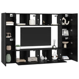 TV Cabinet Set Wall-mounted 8 pcs Black Oak Engineered Wood 3393376