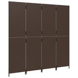 Room Divider 4 Panels Brown Poly Rattan 365345