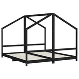Kids Bed Frame Black 2x cm Solid Wood Pine 3200591