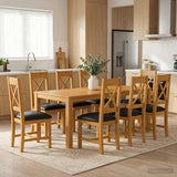 Dining Set 9 pcs Black Solid Oak Wood 3430418