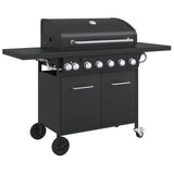 Gas BBQ Grill with 7 Burners Black Powder-coated Steel 367588