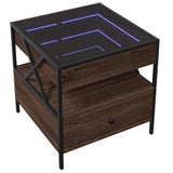 ZNTS Coffee Table with Infinity LED Brown Oak 50x50x51 cm 847716