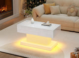 High-gloss Coffee Table with 2 drawers, LED lights, Modern Centre Table, Sofa Side Table, Tea Table N605P374205W