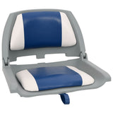 4 Piece Foldable Boat Seat Set with Blue-white Pillow 272241