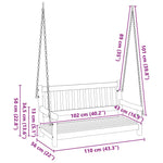 Garden Swing Bench Brown 119 x 35 x 47cm Solid Acacia wood 4105521