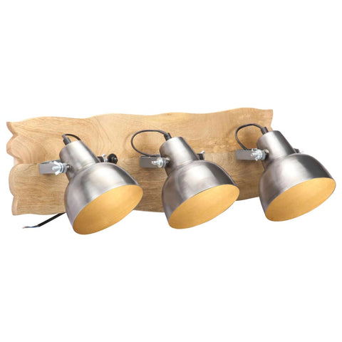 Industrial Wall Lamp Silver 68x23 cm E27 Mango Wood 320596