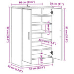 Shoe Cabinet Sonoma Oak 60x35x92 cm Engineered Wood 808930