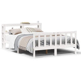 Bed Frame without Mattress White 150x200 cm King Size Solid Wood Pine 3305764