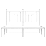 ZNTS Metal Bed Frame without Mattress with Headboard White 150x200cm 353588