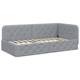 Corner Bed Frame with Headboard Light Grey 100 x 200 cm Fabric 42016503