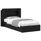 Bed Frame with Storage Black 75 x 190 cm Engineered Wood 3433611