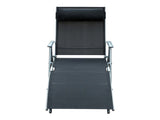 Sun Lounger Steel Frame Outdoor Folding Chaise Texteline Lounge Chair Recliner with Headrest & 7 T3398P318569