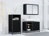 Bathroom Furniture Set 3 pcs Black Oak Engineered Wood 3402452
