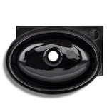 Ceramic Bathroom Sink Basin Faucet/Overflow Hole Black Round 141925