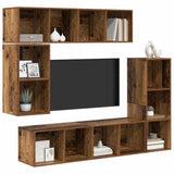 TV Cabinet Set Wall-mounted 4 pcs Old Wood Engineered Wood 3393222