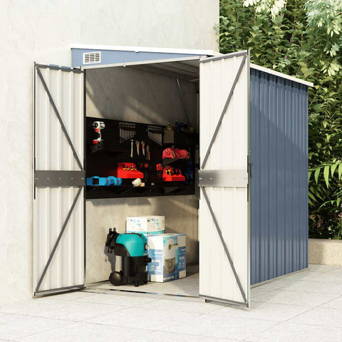 Wall-mounted Garden Shed Grey 118x194x178 cm Galvanised Steel 316222