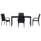Garden Dining Set 5 pcs Black Powder-Coated Steel 3379404