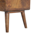 Solid Wood Curved Chestnut Bedside, 2 Drawers, Dark Brown B2743P402920
