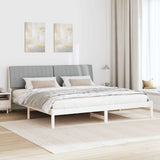 Bed Frame with Headboard White 200 x 200 cm Solid Pine Wood 3394402