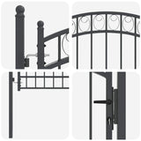 Fence Gate with Lock Grey 200 x 100 cm Powder-coated steel 42008976
