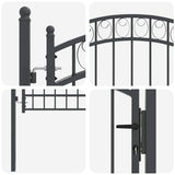 Fence Gate EMMEN 200 x 100 cm Powder-coated steel Grey Lockable 42008976