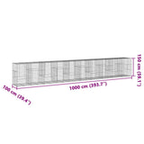 Gabion Basket with Cover 1000x100x150 cm Galvanised Iron 3295222