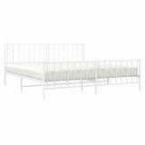 Metal Bed Frame without Mattress with Footboard White 193x203cm 374510