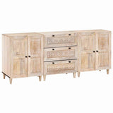 Sideboard 3 pcs White 180 x 33.5 x 75 cm Solid mango wood 3310071