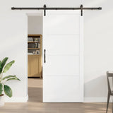 Sliding Door White and Black 93 x 211 cm Solid Pine Wood 3333209