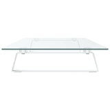 Monitor Stand White 100x35x8 cm Tempered Glass and Metal 374222