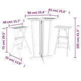 3 Piece Folding Bar Set Solid Wood Teak 3100777