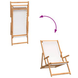 Beach Chair Cream Solid teak wood, polyester fabric Standard 317696