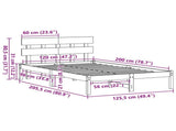Bed Frame with Headboard White 120 x 200 cm Solid Pine wood 872165