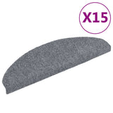 Stair Mats Self-adhesive 15 pcs 65x21x4 cm Light Grey Half Round Large 132699